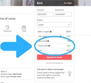 Airbnb coupons being applied during checkout